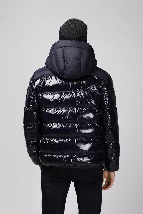 Dark Navy Hooded Quilted Sport Puffer Jacket