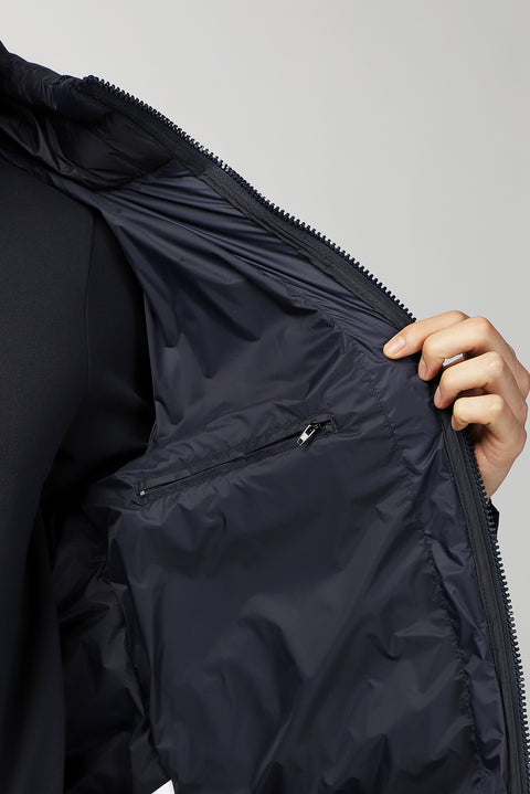 Dark Navy Hooded Quilted Sport Puffer Jacket