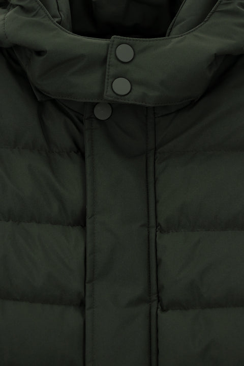 Orta Haki Slim Fit Dar Kesim Kapüşonlu Cepli Fermuarlı Rüzgar Geçirmez Spor Şişme Mont