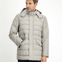 Taş Slim Fit Dar Kesim Kapüşonlu Cepli Fermuarlı Rüzgar Geçirmez Spor Şişme Mont