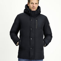 Dark Navy Hooded Sports Puffer Jacket