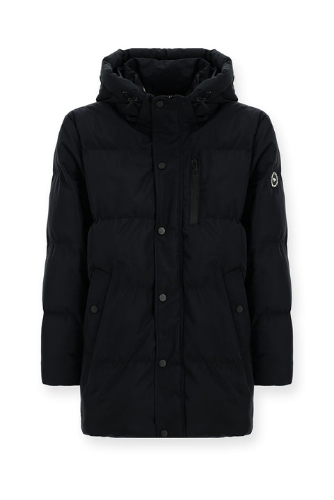 Dark Navy Hooded Sports Puffer Jacket