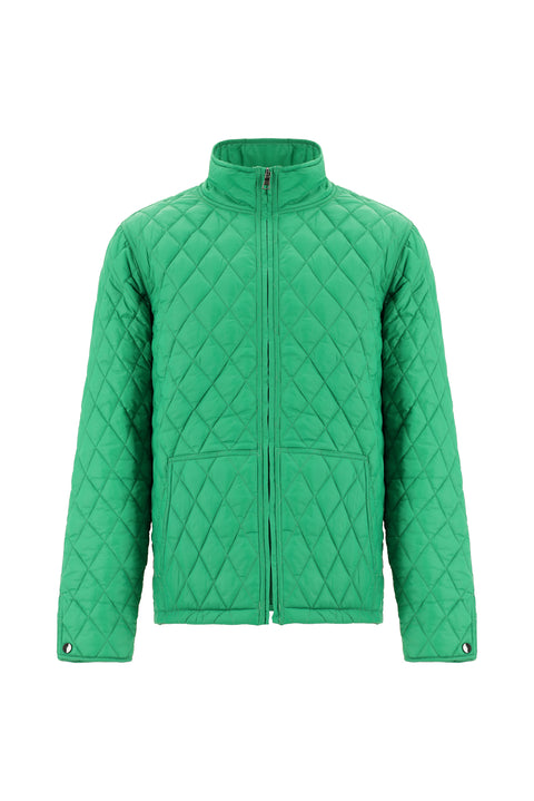 Dark Green Stand Collar Pocketed Zippered Windproof Quilted Sport Jacket