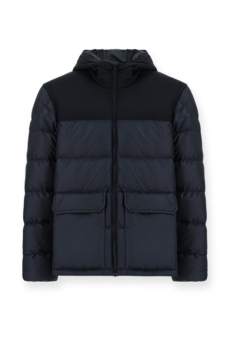 Dark Navy Slim Fit Narrow Cut Hooded Sport Puffer Jacket