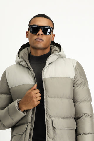  Orta Vizon Slim Fit Dar Kesim Kapüşonlu Spor Şişme Mont