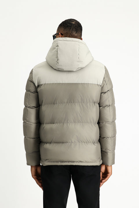 Medium Mink Slim Fit Narrow Cut Hooded Sport Puffer Jacket