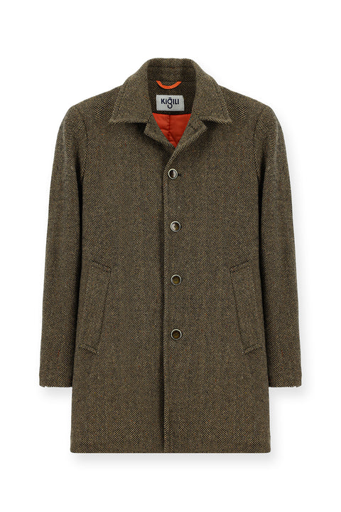 Medium Brown Patterned Wool Coat