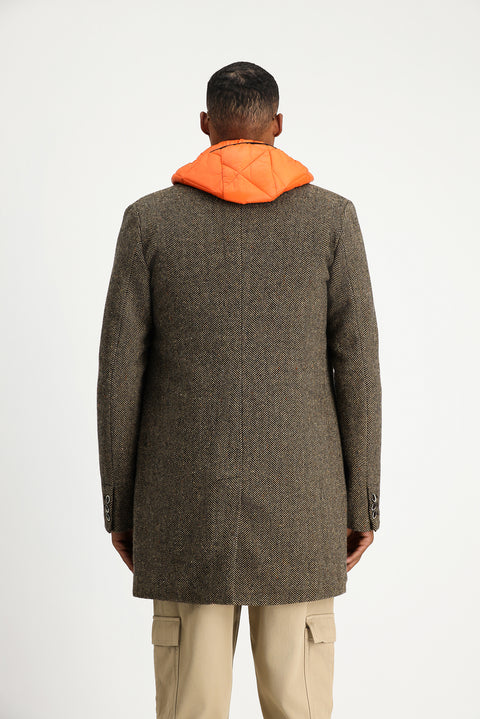Medium Brown Patterned Wool Coat