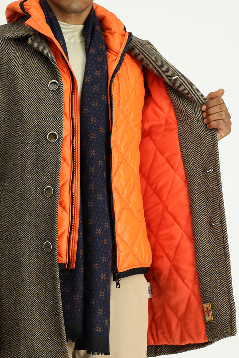 Medium Brown Patterned Wool Coat