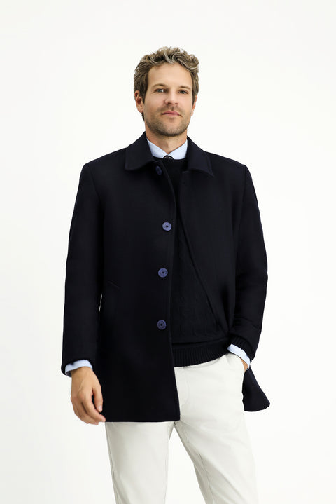 Dark Navy Classic Wool Coat