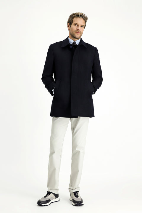 Dark Navy Classic Wool Coat