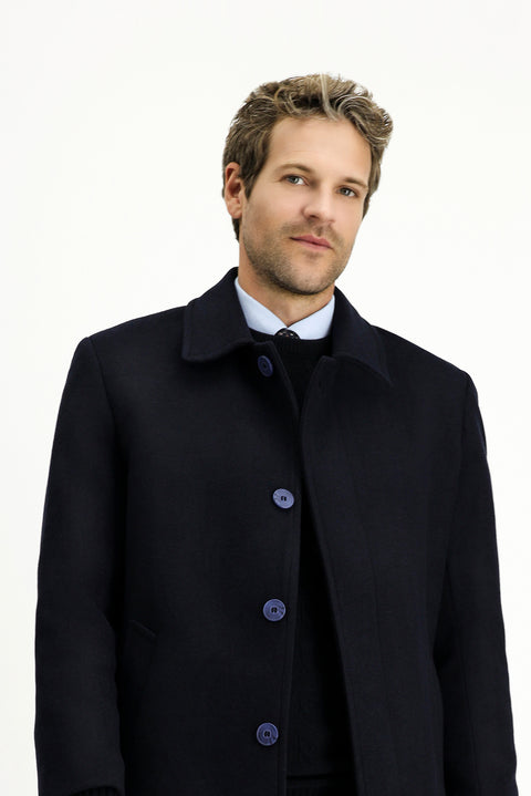 Dark Navy Classic Wool Coat