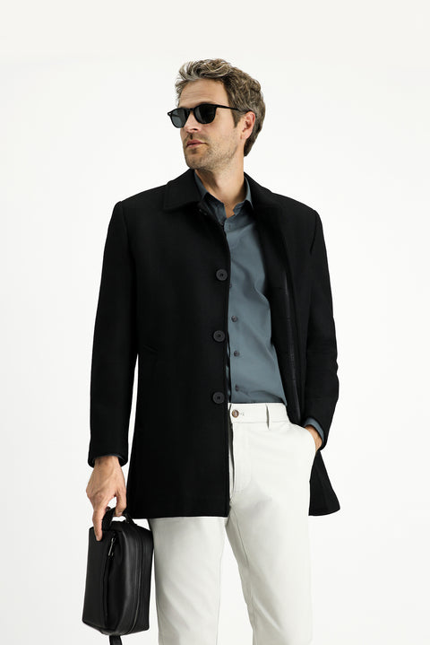 Black Wool Classic Coat