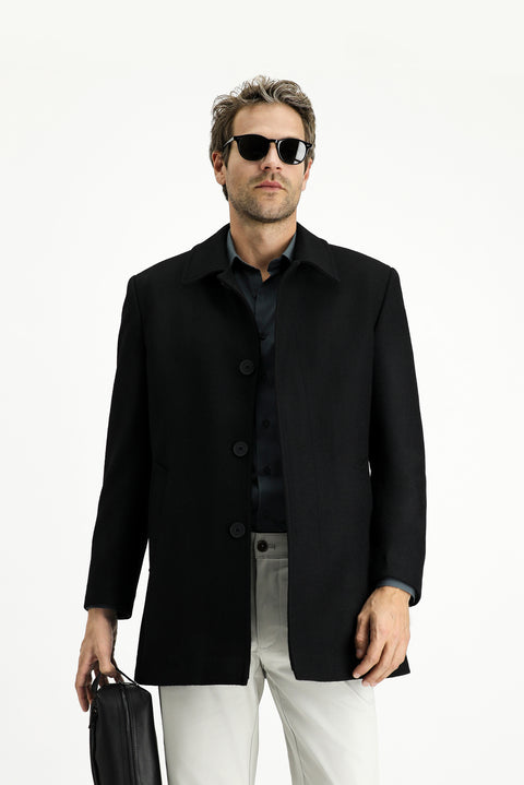 Black Wool Classic Coat