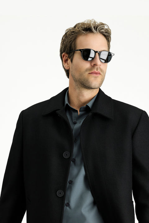 Black Wool Classic Coat