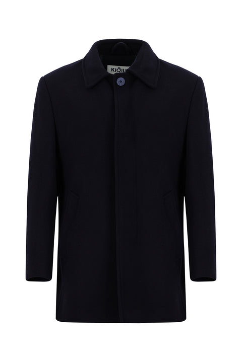 Dark Navy Classic Wool Coat