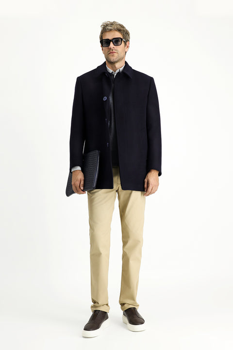 Dark Navy Classic Wool Coat