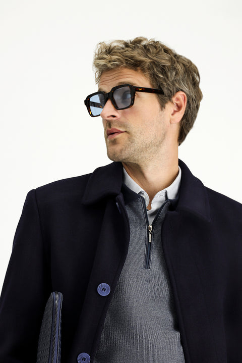 Dark Navy Classic Wool Coat