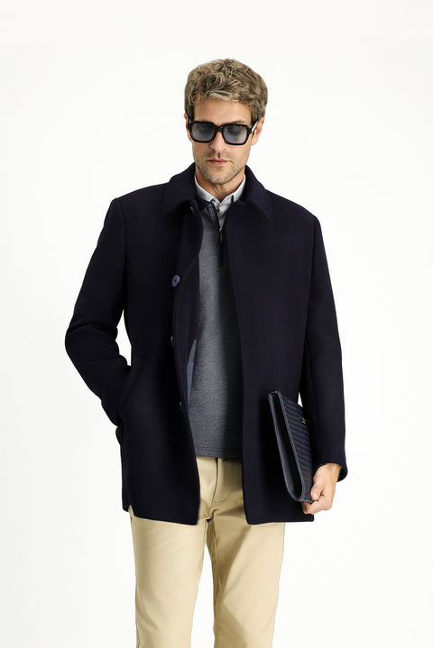 Dark Navy Classic Wool Coat