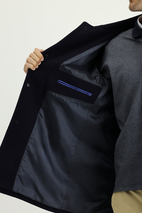 Dark Navy Classic Wool Coat