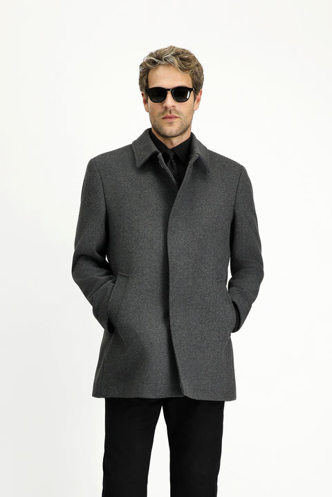 Dark Anthracite Wool Classic Coat