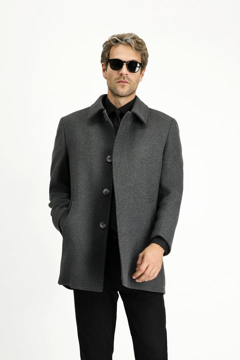 Dark Anthracite Wool Classic Coat