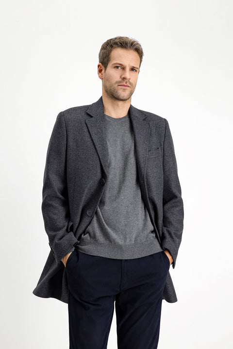 Dark Anthracite Wool Classic Coat