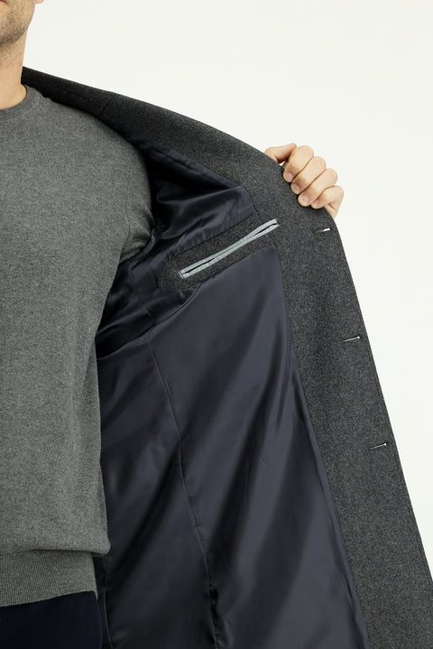 Dark Anthracite Wool Classic Coat