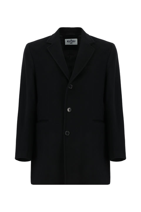 Black Wool Classic Coat