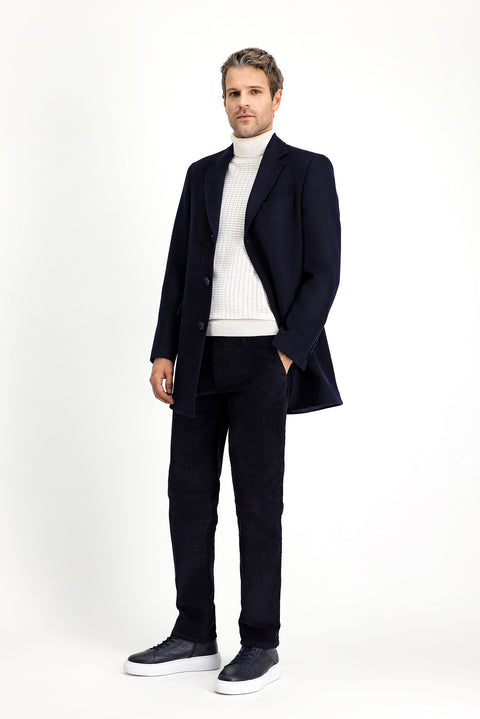 Dark Navy Classic Wool Coat