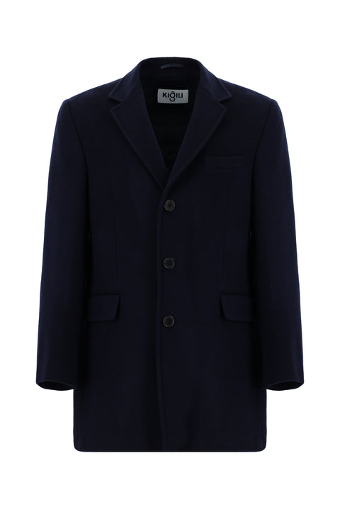 Dark Navy Classic Wool Coat