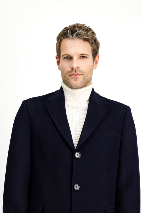 Dark Navy Classic Wool Coat