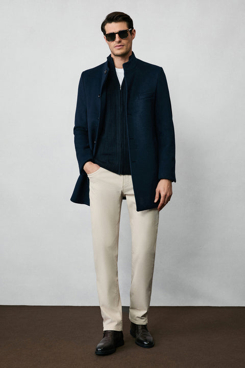 Dark Navy Classic Wool Coat