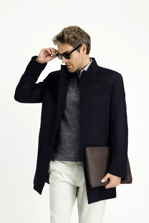 Dark Navy Classic Wool Coat