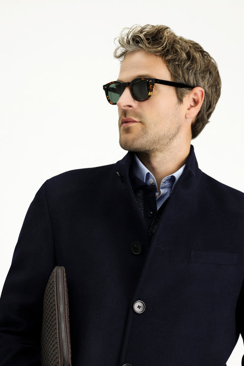 Dark Navy Classic Wool Coat