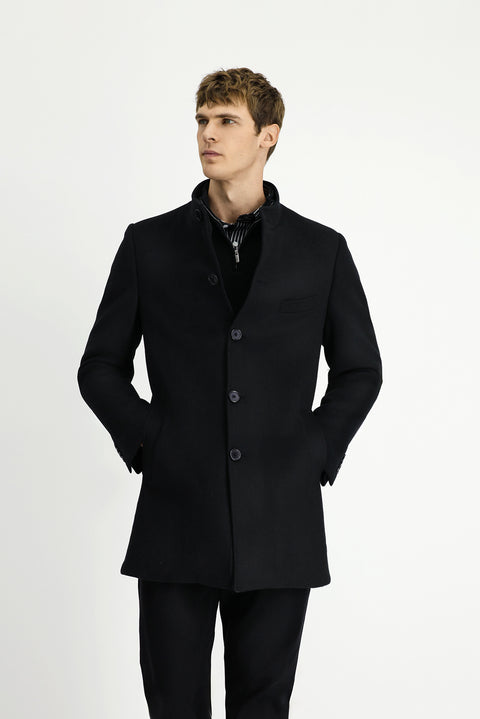 Black Wool Classic Coat