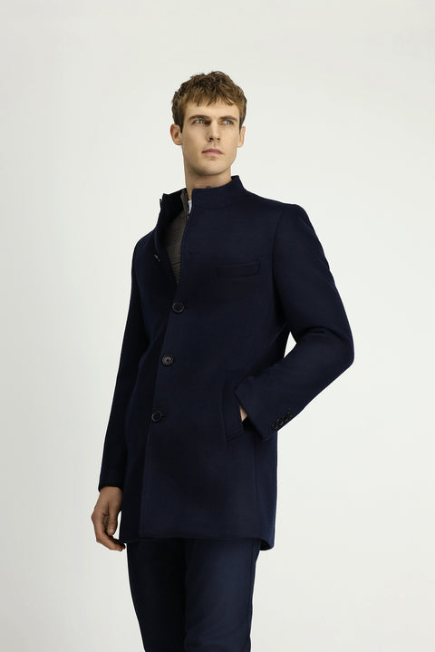 Dark Navy Classic Wool Coat