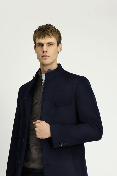 Dark Navy Classic Wool Coat