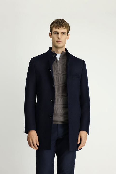 Dark Navy Classic Wool Coat