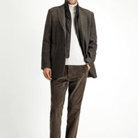 Dark Brown Wool Patterned Classic Coat