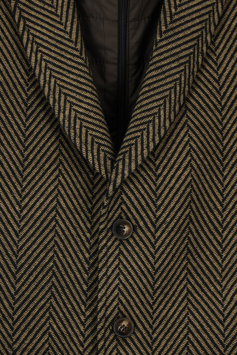 Dark Brown Wool Patterned Classic Coat