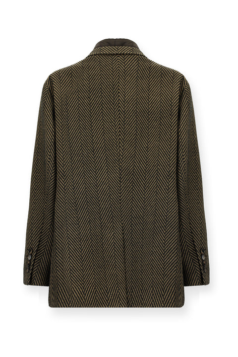 Dark Brown Wool Patterned Classic Coat