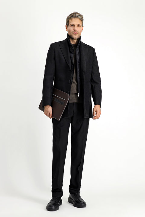Medium Anthracite Classic Wool Coat