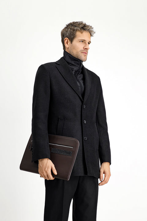 Medium Anthracite Classic Wool Coat