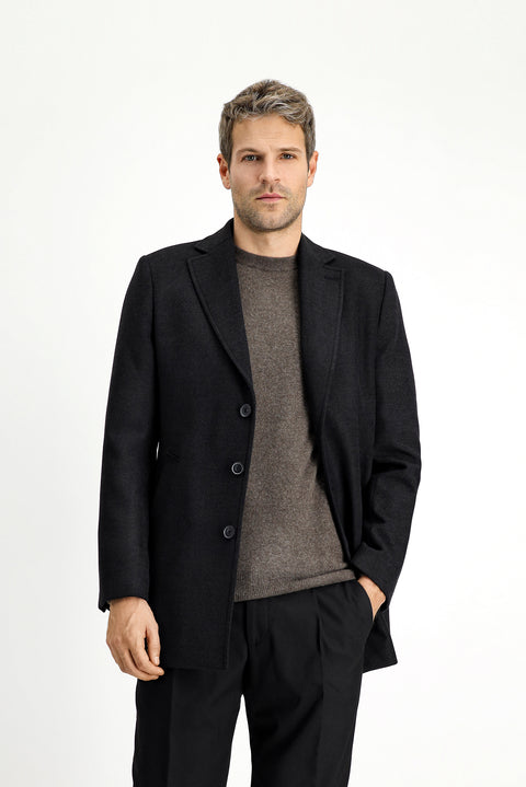 Medium Anthracite Classic Wool Coat