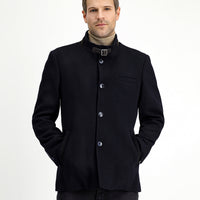 Black and Navy Classic Wool Coat