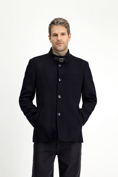 Black and Navy Classic Wool Coat