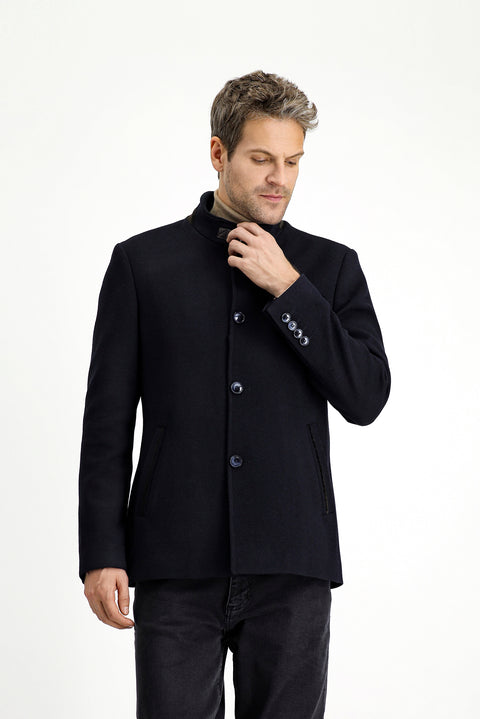 Black and Navy Classic Wool Coat