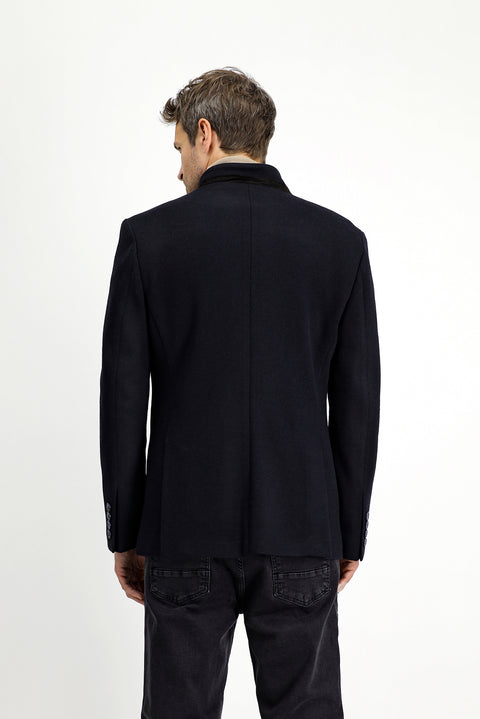 Black and Navy Classic Wool Coat