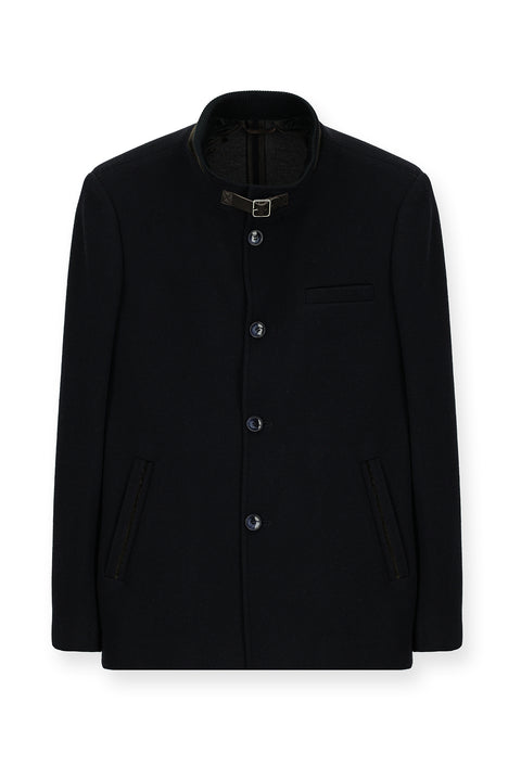 Black and Navy Classic Wool Coat